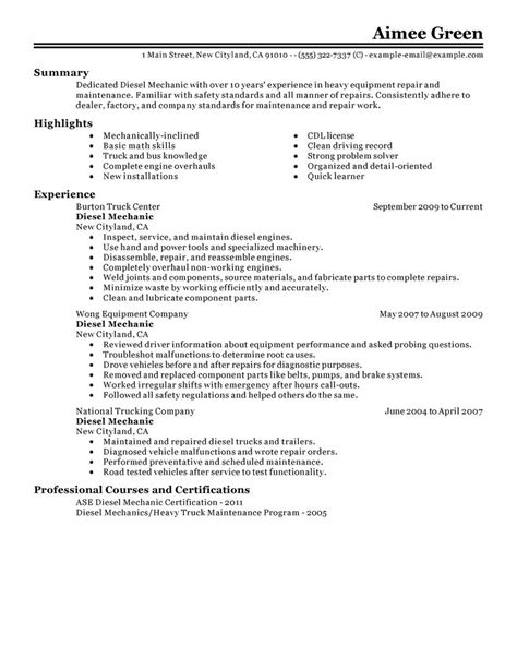 Customise the template to showcase your experience, skillset and accomplishments, and highlight your most relevant qualifications for a new mechanic job. Best Diesel Mechanic Resume Example | LiveCareer