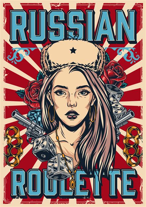 Russian Roulette Poster Retro Poster Poster Art Vector Design