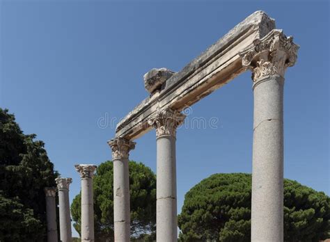View Of Historical Ruins At Famous Ancient Greek City Called `ephesus