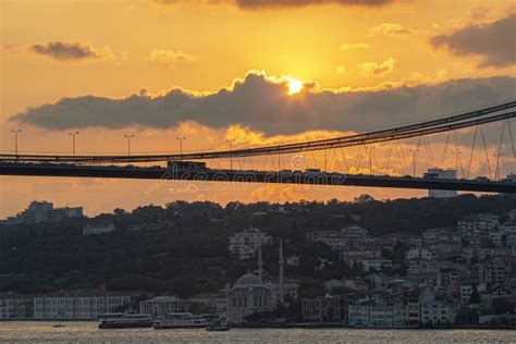 Istanbul Bosphorus Bridge At Sunset 15 July Martyrs Bridge Sunset