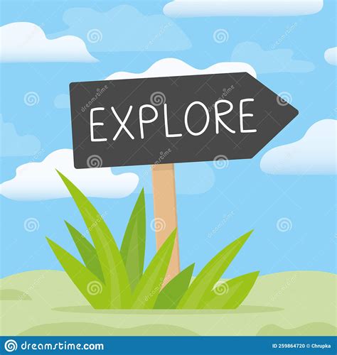 Explore Word Written On Sign Board Stock Vector Illustration Of Blue