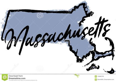 Massachusetts State Political Map Cartoon Vector