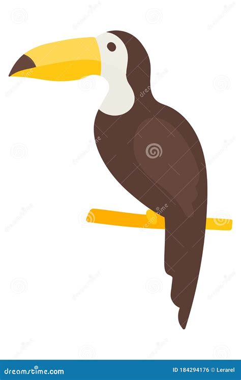 Vector Black Toucan Clip Art In Flat Style Beautiful Tropical Bird