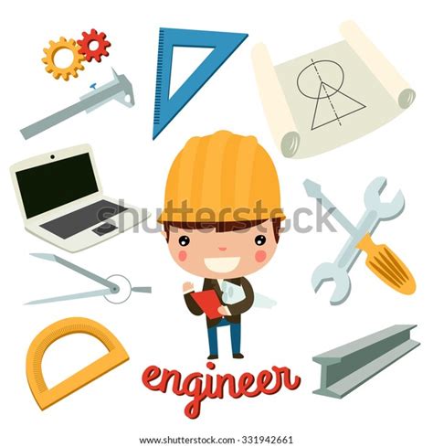 Vector De Stock Libre De Regalías Sobre Ingeniero Chico Con