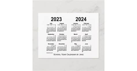 2023 2024 White School Year Calendar By Janz Postcard Zazzle