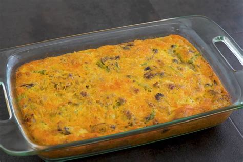 Keto Egg Casserole With Breakfast Sausage Bacon And Cheese Keto