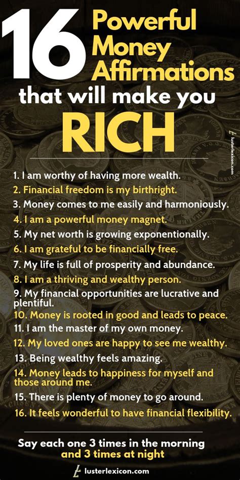 16 Powerful Money Affirmations That Will Make You Wealthy Luster Lexicon Money Affirmations
