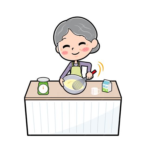 Premium Vector Cartoon Character Grandma Cook Cake Mix