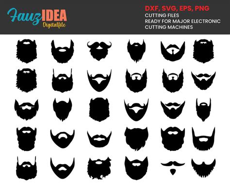 30 Beard Svg Beard Svg Cut Files Beard Svg Bundle Beard Clipart