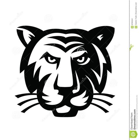 Tiger Vector Silhouette Head White Background