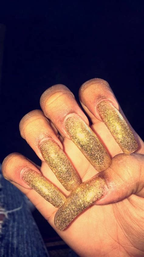Acrylic Nails Gold Glitter Acrylic Nails Nails Gold Glitter