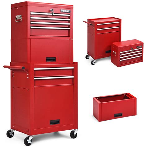 Costway 6 Drawer Rolling Tool Chest Storage Cabinet Wriser Red