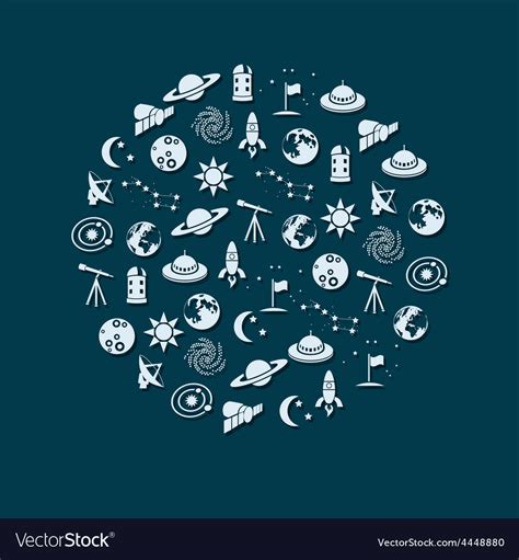 Space Icons In Circle Royalty Free Vector Image