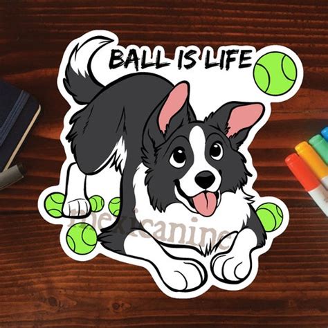 Border Collie Smooth Sticker Chibi Puppy Dog Vinyl Hand Etsy