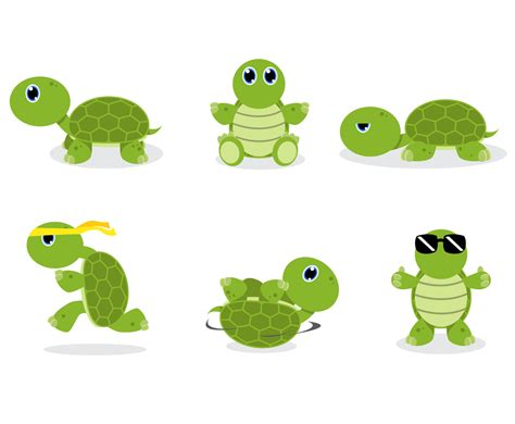 Set Of Cute Cartoon Turtle To Use On Your Project Cartoon Turtle