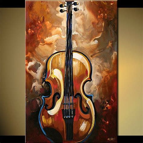 Original Abstract Modern Acrylic Violin Painting Music Art On Canvas By