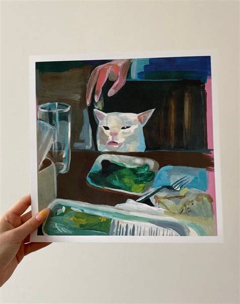 30x30 Woman Yelling At Cat Meme Set Smudge The Cat Acrylic Etsy Uk