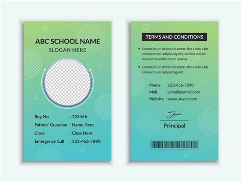 A Blue And Green School Id Card