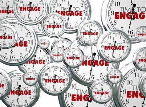 Time To Engage Clocks Interact Get Involved Stock Illustration