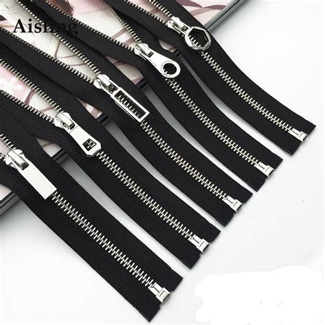 Aisling Black Multi Size Zippers Open End Metal Silver Teeth Sewing