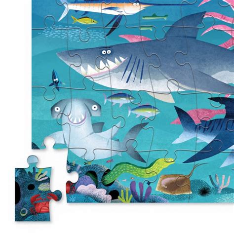 Crocodile Creek Puzzle In Tin Shark Reef Puzzel 4 Years Rocket Toys