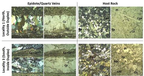 Photomicrographs Of A Phase 1 Epidote Quartz Vein And Host Rock From