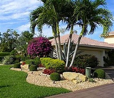 Front Yard Landscaping Around Palm Trees White Landscaping Ideas