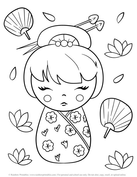 Japanese Dolls Coloring Pages Coloring Pages