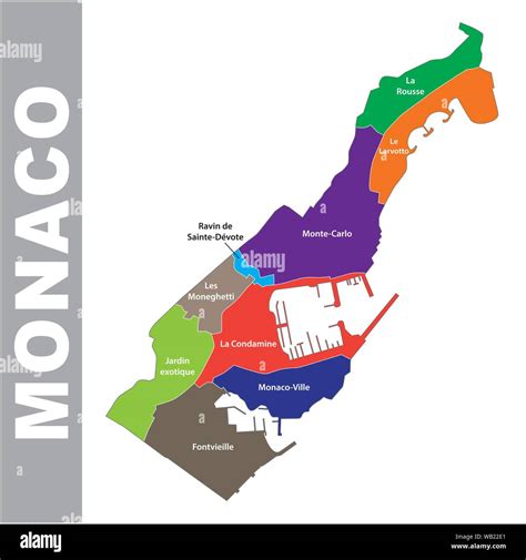 Colorato Principato Di Monaco Politica E Amministrativa Di Mappa