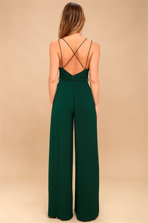 sexy backless jumpsuit forest green wide leg jumpsuit