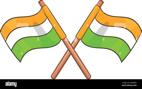 Cruzó Dos Banderas De La India El Icono De Estilo De Dibujos Animados