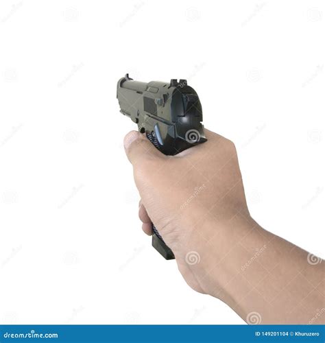 Handgun In Gunman Hand With Blood Stain On American Flag Royalty Free