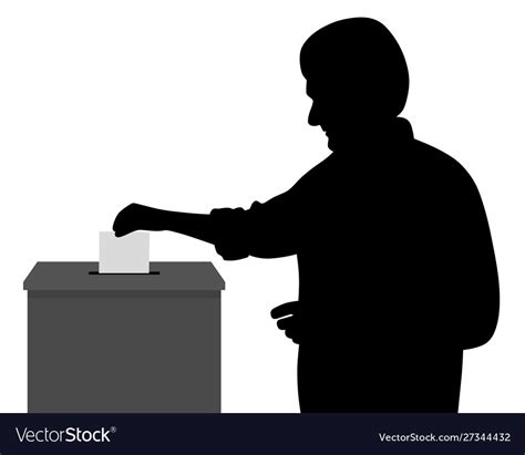 Man Putting Ballot Voting Paper In Blank Box Vector Image