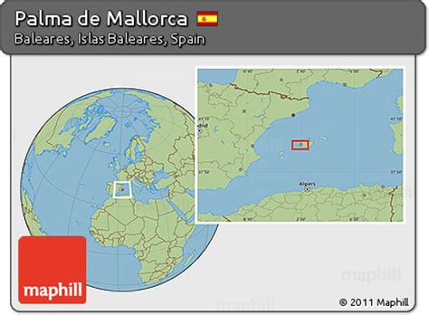 This place is situated in baleares, islas baleares, spain, its geographical coordinates are 39° 34' 0 north the booking process is secured and is made as simple as possible. Free Savanna Style Location Map of Palma De Mallorca