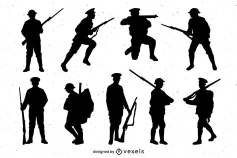 Wwi Military Silhouette Set Vector Download