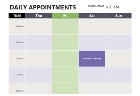 Appointment Scheduling Template Template Business