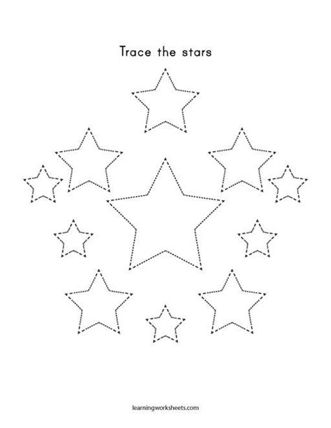 Trace The Stars Tracing Shapes Shapes Worksheets Learning Worksheets