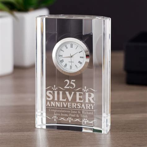 Shop for anniversary gifts online for delivery in india. Engraved Silver Wedding Anniversary Mantel Clock | The ...