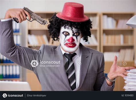 Clown Businessman Working In The Office Photo Business Man Clown Photo