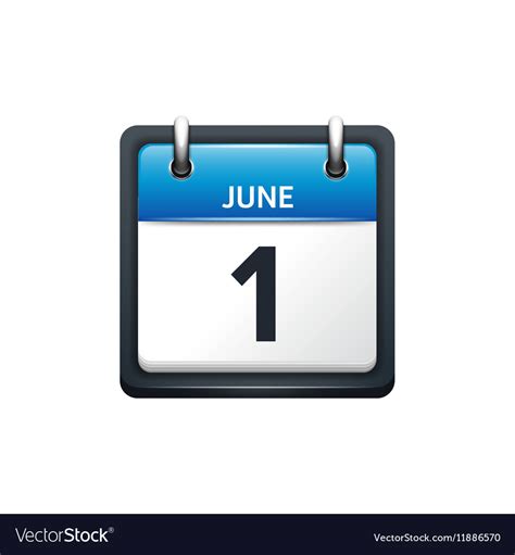 June 1 Calendar Icon Flat Royalty Free Vector Image
