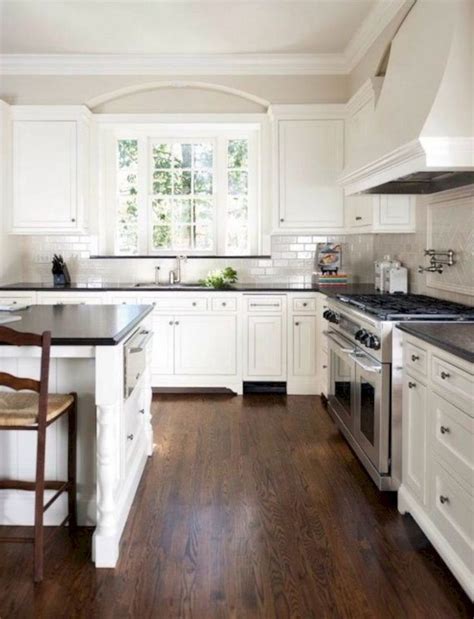 41+ Comfy White Kitchen Dark Floors Ideas | White kitchen dark floors
