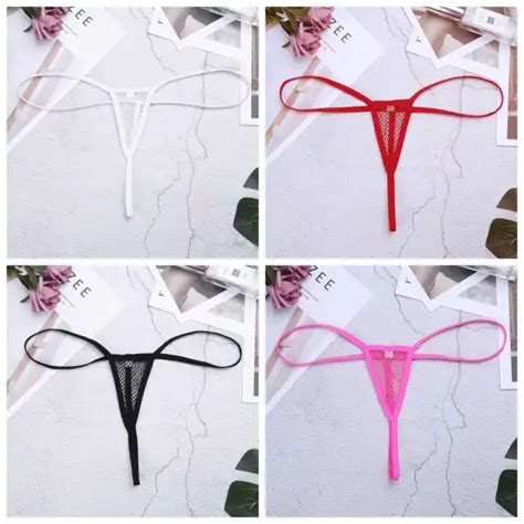 Womens Sheer Fishnet Low Rise G String Micro Thongs Bikini Underwear