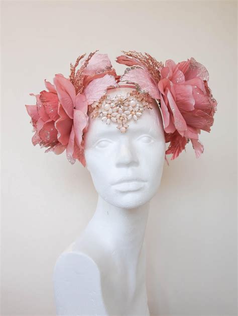 Romantic Pink Flower Crown Halloween Fairy Headdress Art Etsy Canada