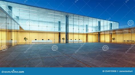 Modern Glass Wall Commercial Buildings Exterior Stock Illustration