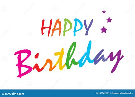 Happy Birthday Vector Illustration Rainbow Font Colors Stock