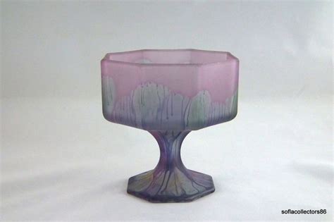 Rueven Glass Art Nouveau Style Octagon Compote Footed Bowl Etsy Glass Art Art Nouveau Glass