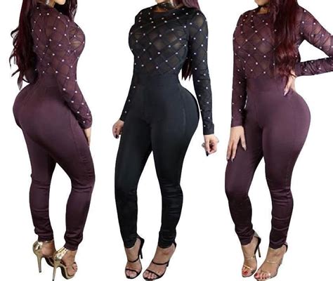 The Pearl Jumpsuit Comes In Black Or Purple And Features A Pearl Design On The Mesh This One Of