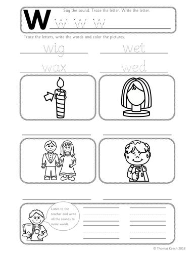 Phonics Worksheets Lesson Plan Flashcards Jolly Phonics Letter W