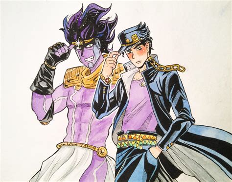 Star platinum over heaven arm line moves from each hand to the front of his torso, continuing the leg. Fanart Jotaro and Star Platinum (2 Jojos down, 6 more to ...