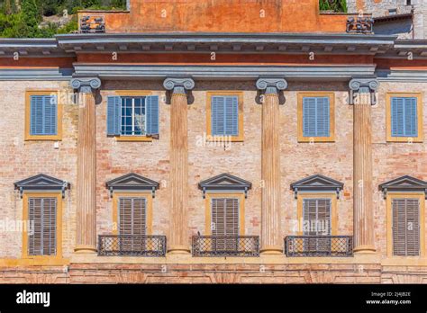 Piazza Grande In Italian Town Gubbio Stock Photo Alamy